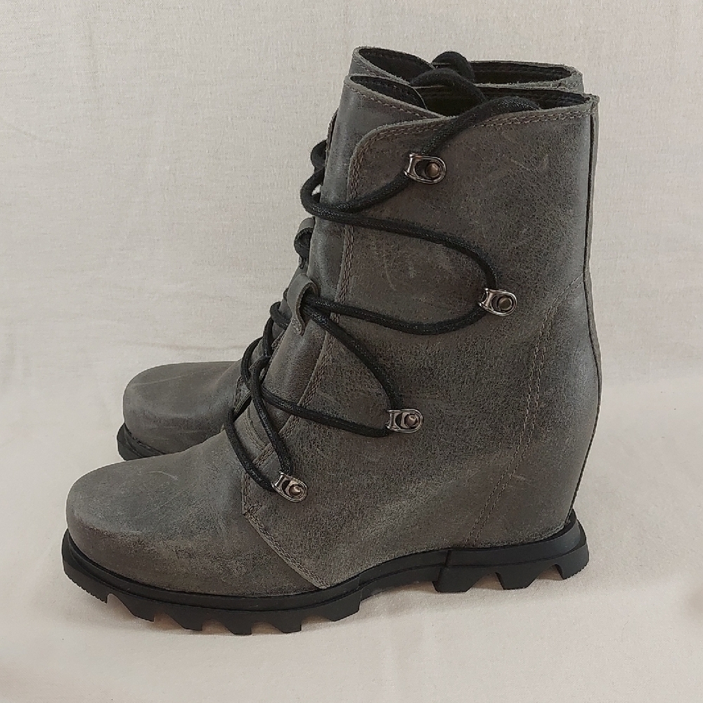 Gray Sorel Wedge Ankle Boots